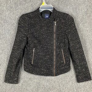 Gap Wool Jacket Women's XS Black‎ Knitted Full Zip Wool Blend Adults